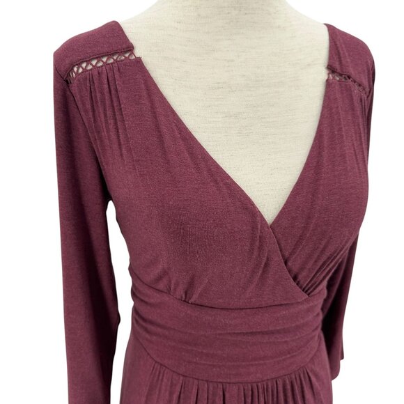Anthropologie Maeve Womens Small Dress Midi Galena Wine V-Neck Boho Party - Picture 2 of 8